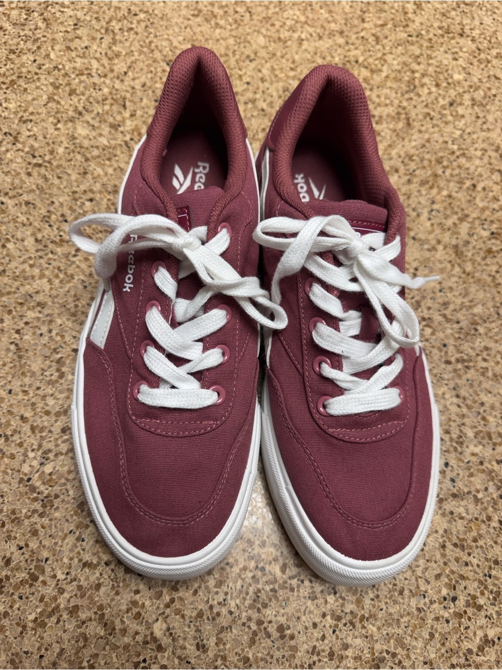 Reebok Women's Burgundy Canvas Low-Top Sneakers with White Laces
